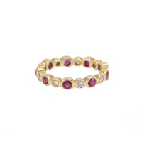 Diamond & Ruby Eternity Band with Alternating Bezels